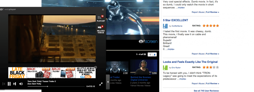 Screenshot of Yahoo! Web Player