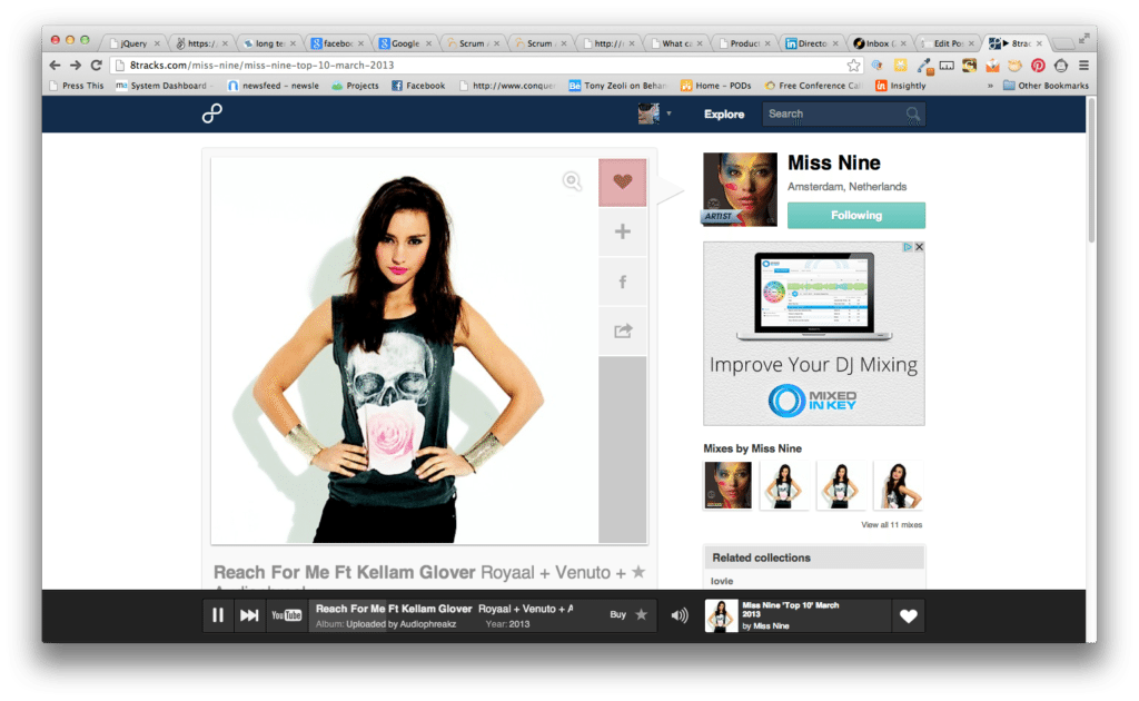 8tracks.com Audio Player Example Screen Shot