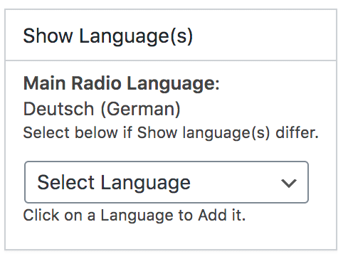 Radio Station Show Language Selector