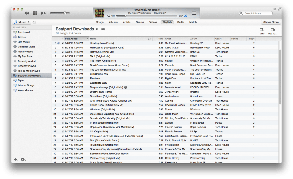 Screenshot of iTunes as of 1/13/13